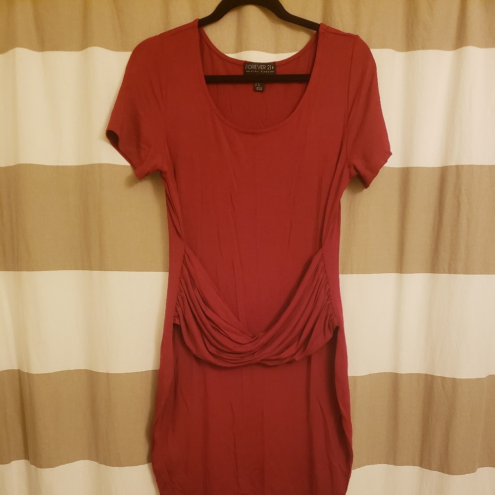 Dark red knit dress
